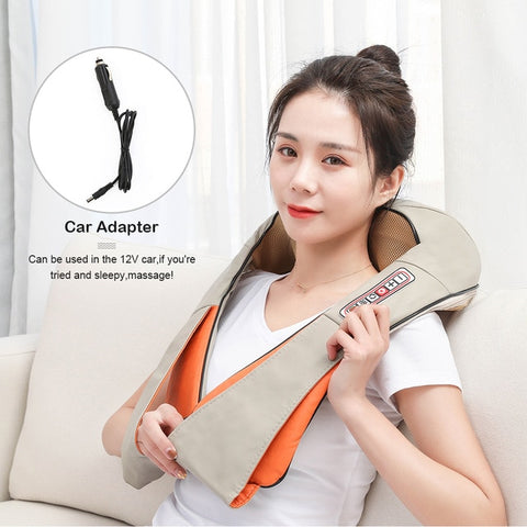 Image of Electrical Massage Shiatsu Back Shoulder Body Neck Massager Multifunctional Shawl Infrared Heated Kneading Car/Home Massager