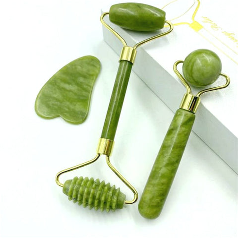 Image of Natural Jade Massage Roller Guasha Board SPA Scraper Stone Facial Anti-wrinkle Treatment Body Facial Massager Health Care Tools